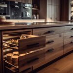 Modern kitchen design in luxury apartment interior generated by artificial intelligence