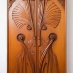 Architectural photograph of an Art Nouveau wardrobe with carved